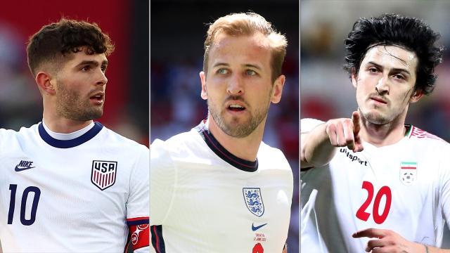 Christian Pulisic USA Harry Kane England Sardar Azmoun Iran split 040122.jpeg